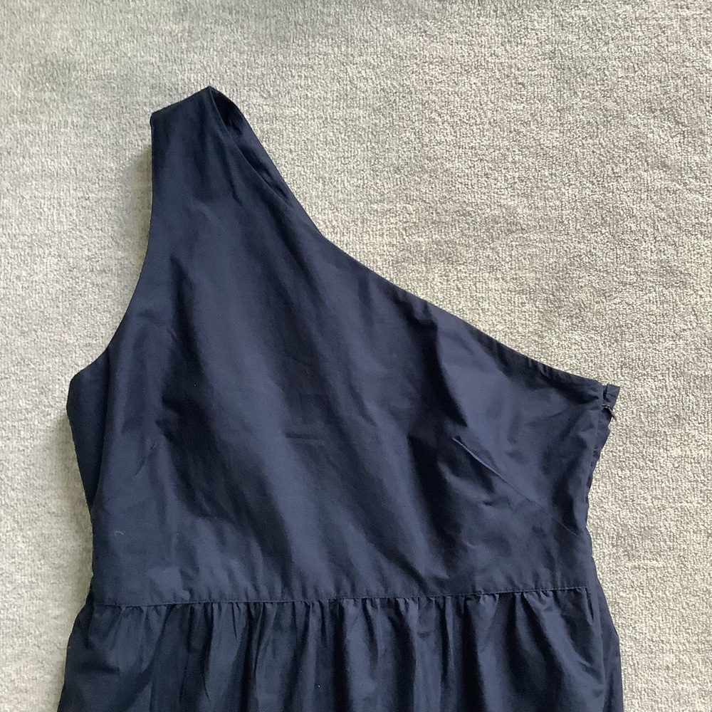 GAP Navy Blue One Shoulder Maxi Cotton Dress NWT Sz. 8 - Picture 3 of 10